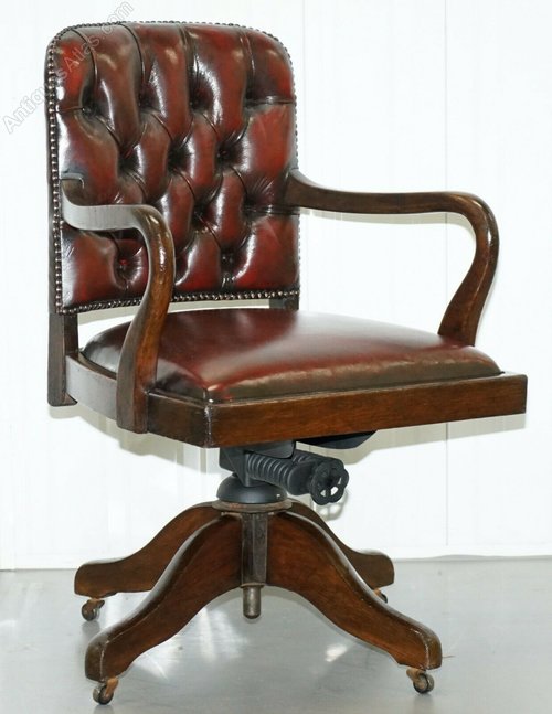 Circa 1910 Restored Leather Office Captains Chair Antiques Atlas