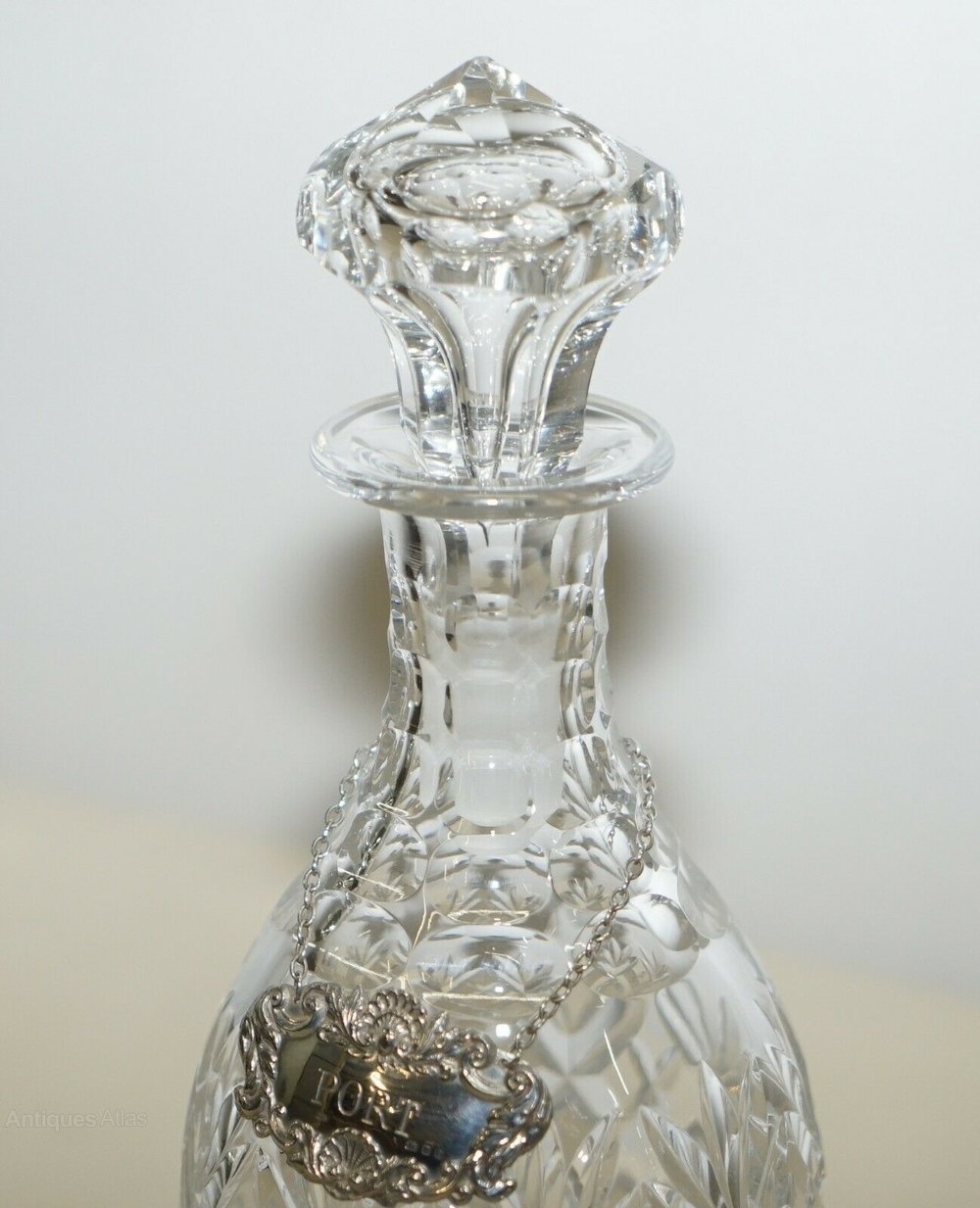 Antiques Atlas Crystal Decanter With Sterling Port Tag 1974