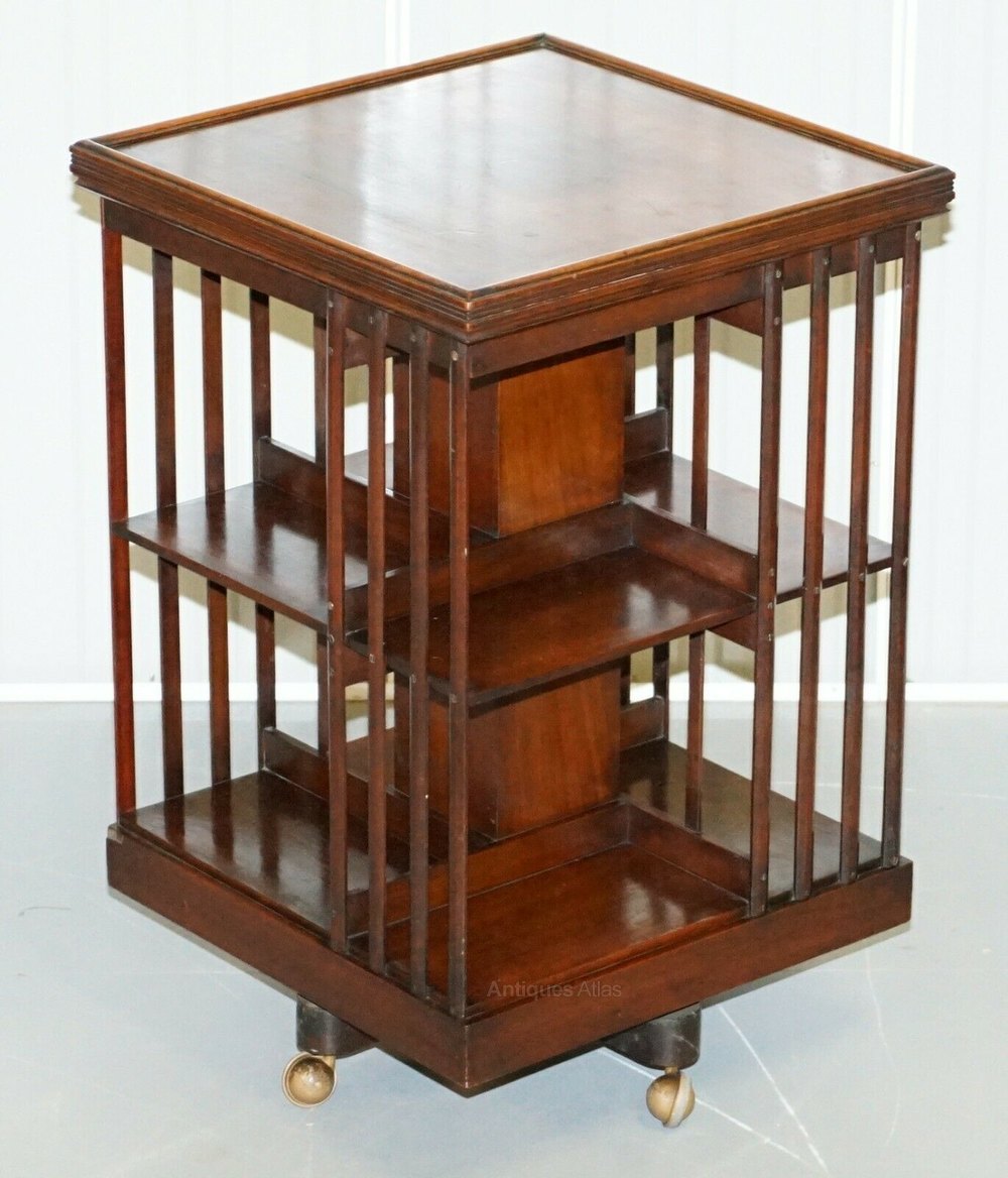 Edwardian Revolving Library Bookcase On Wheels Antiques Atlas