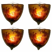 Four Emile Galle 1960s Glass Wall Mounted Scones