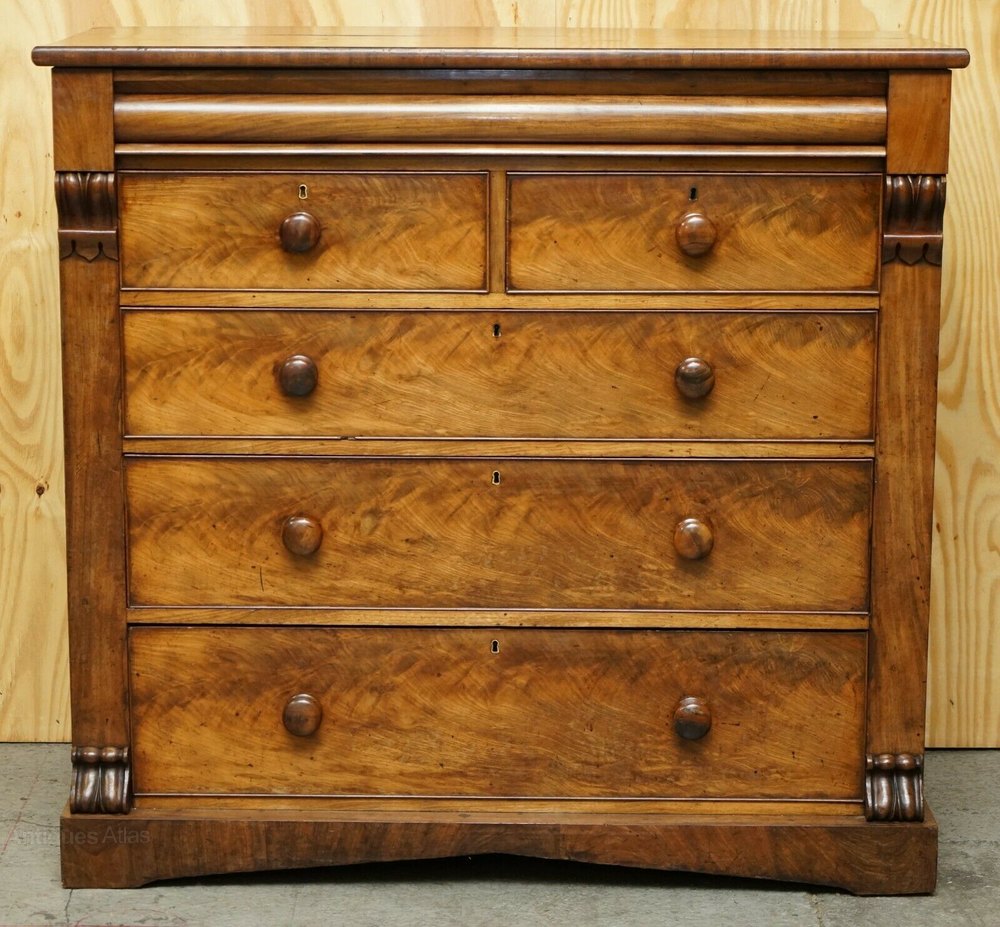 Huge 19th C Flamed Mahogany Chest Of Drawers Antiques Atlas