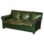  Maple & Co Stamped Victorian Green Leather Sofa