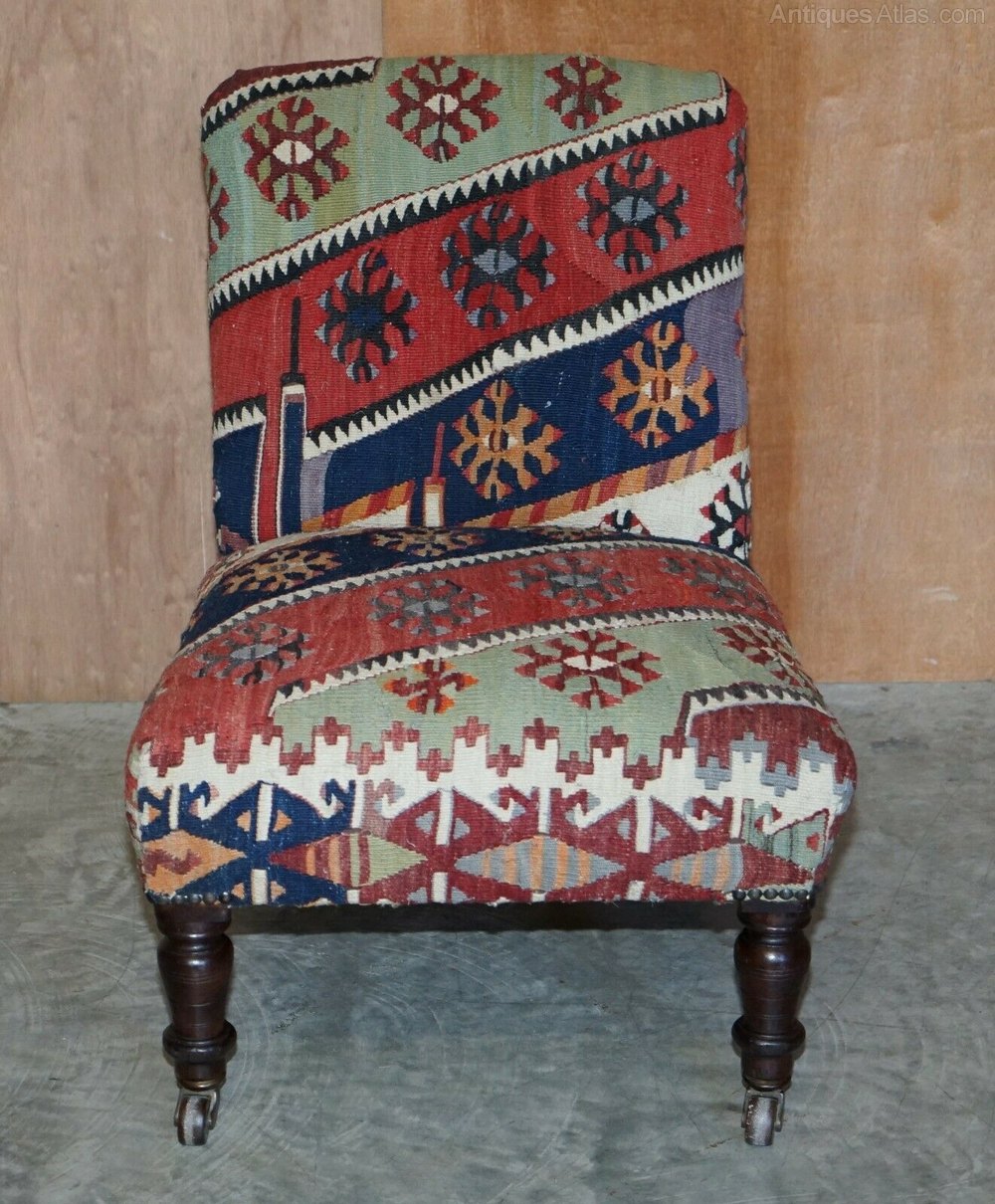Mid Victorian Kilim Upholstered Library Side Chair Antiques Atlas