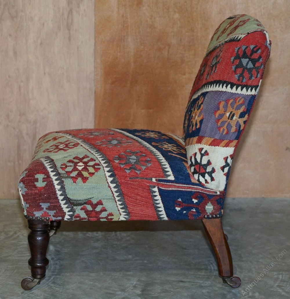 Mid Victorian Kilim Upholstered Library Side Chair Antiques Atlas