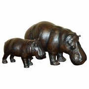 Pair 1940s Libertys London Hippopotamus Footstools