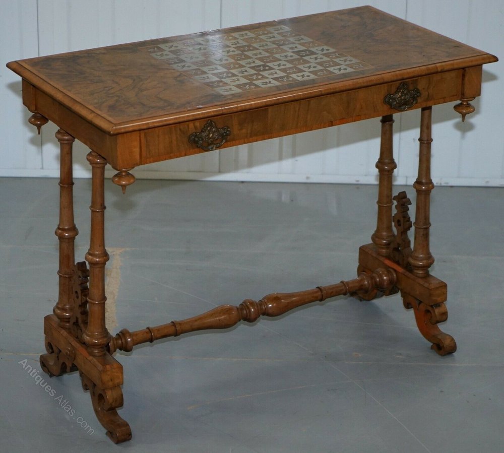 Victorian 1860 Walnut Silver Chess Board Table Antiques Atlas