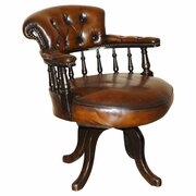 Victorian Leather Chesterfield Captains Armchair