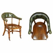 Victorian Scottish Mahogany Leather Captains Chair