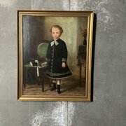 Victorian Oil On Canvas Of Young Lady