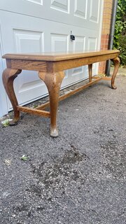 Good Long Edwardian Light Oak Hall Bench 