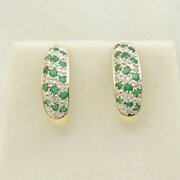 9ct Gold Emerald & Diamond Pavé Set Earrings