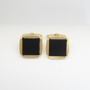 9ct Gold Onyx Cufflinks Marked W. Germany. 1974