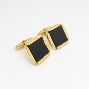 9ct Gold Onyx Cufflinks Marked W. Germany.