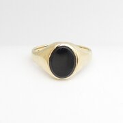  9ct Yellow Gold Onyx Set Signet Ring Size K 1/2 