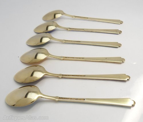 Antiques Atlas - Egon Lauridsen Silver Gilt & Enamel Coffee Spoons
