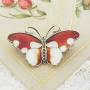 Norwegian Silver & Red Enamel Butterfly Brooch