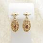 Pair Of Ornate 9ct Gold Garnet Set Earrings