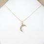 Victorian gold pearl set Crescent Moon Necklace  6 ct gold