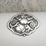  Vintage Silver Georg Jensen Snail, Flowers Brooch