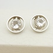 Vintage Silver & Rock Crystal Ear Clips By NE Niels Erik
