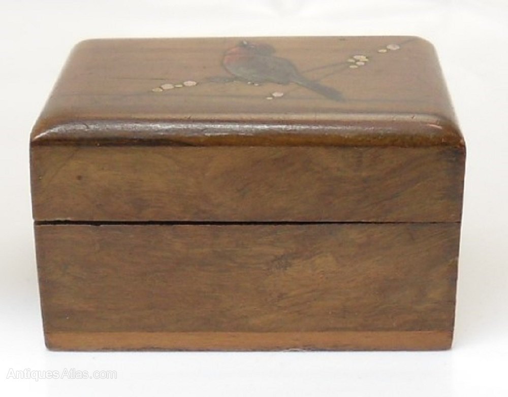 Antiques Atlas Vintage Wooden Stamp Case With Painted Robin