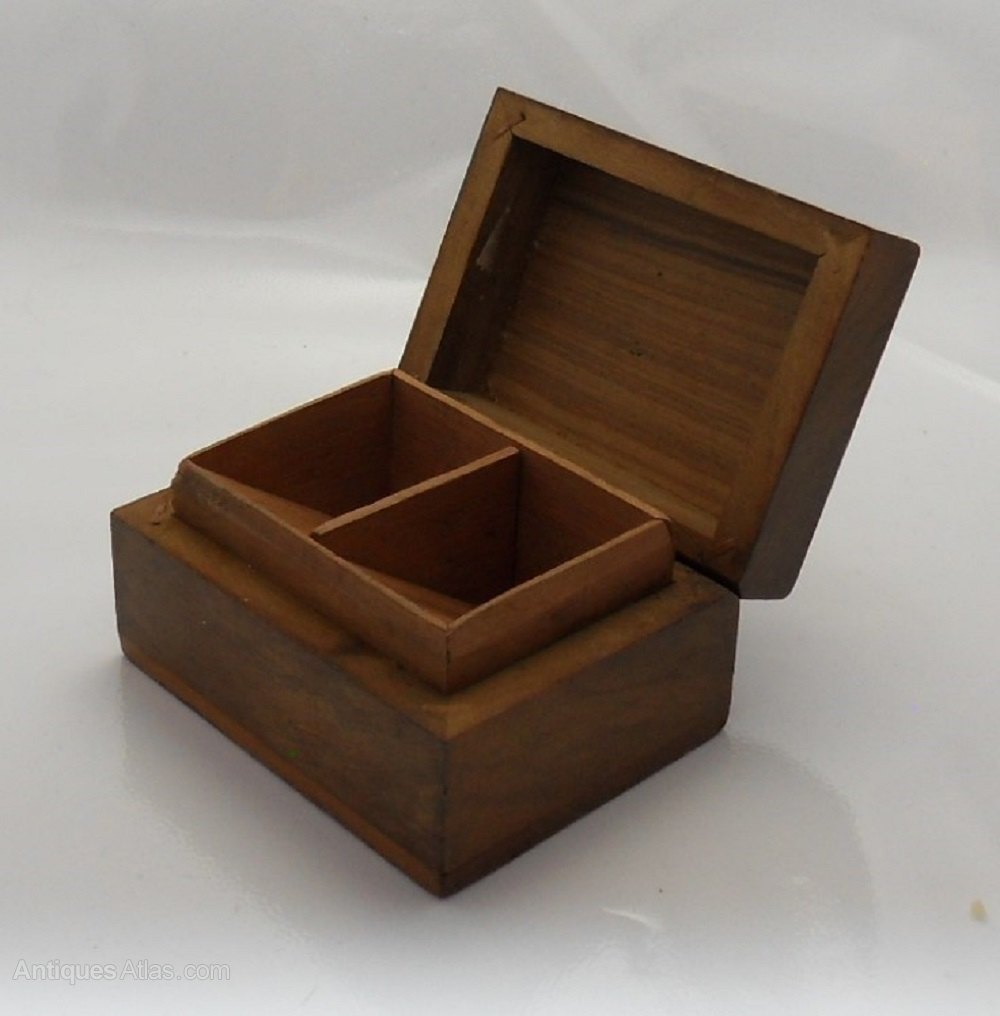 Antiques Atlas Vintage Wooden Stamp Case With Painted Robin