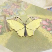 Yellow & Black Silver Enamel Butterfly Brooch DA