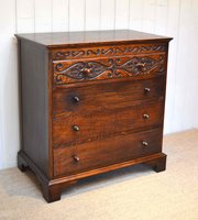 1920s Carved Oak Chest Of Drawers
