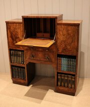 Art Deco Figured Walnut Bureau Cabinet