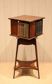 Art Nouveau Mahogany Revolving Bookcase On A Stand
