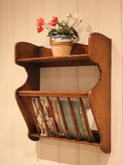 Arts & Crafts Oak Wall Shelf With A Magazine Rack