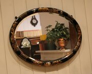 Black Oval Chinoiserie Wall Mirror