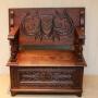 Carved Oak Monks Bench