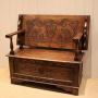 Carved Oak Monks Bench