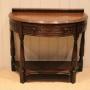 French Carved Solid Oak Demi Lune Table