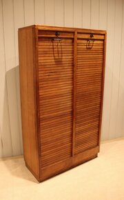 French Oak Double Tambour Front Filing Cabinet