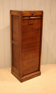 French Oak Single Tambour Front Filing Cabinet