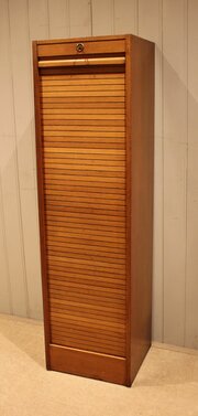 French Oak Single Tambour Front Filing Cabinet