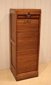 French Oak Single Tambour Front Filing Cabinet