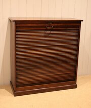 French Oak & Walnut Tambour Front Cabinet