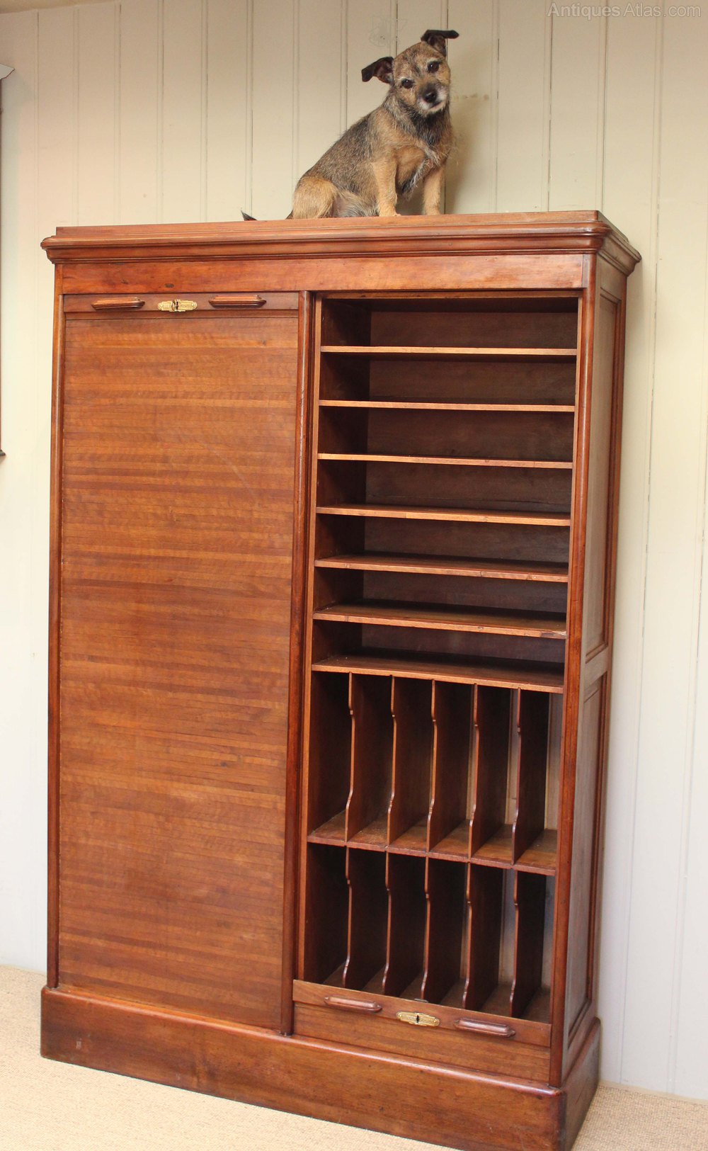 French Walnut Double Front Tambour Filing Antiques Atlas