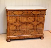 French Walnut Marble Top Commode