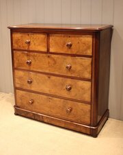 Large Late 19th Century Burr Walnut Chest Of Drawers