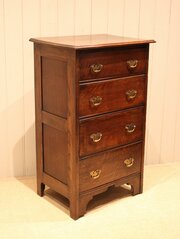 Narrow Solid Oak Chest Of Drawers 