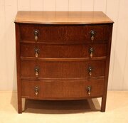 Oak Bow Front Chest Of Drawers