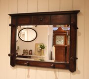 Oak Wall Mirror With Coat Hooks