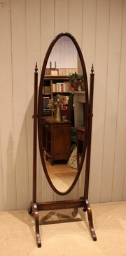 Oval Mahogany Cheval Mirror