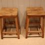 Pair Of Beech & Elm Stools