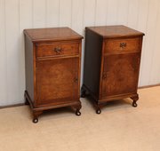Pair Of Burr Walnut Bedside Cabinets 