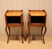 Pair Of French Cherry Wood Bedside Cabinets